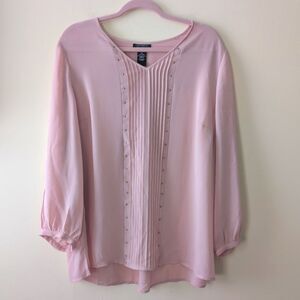 Catherine's Black Label Tunic Pleated Studded Blouse Blush Pink Size OX